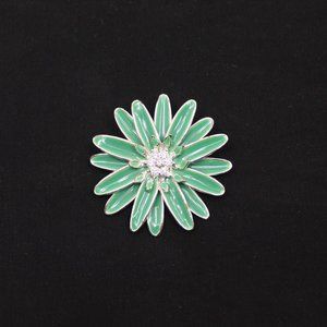Green Enamel Flower Costume Jewelry Brooch